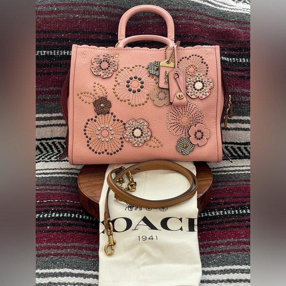 Coach Handbags - COACH 1941 Rogue 31 Peony Pink Pebble Leather Tea Rose & Rivets